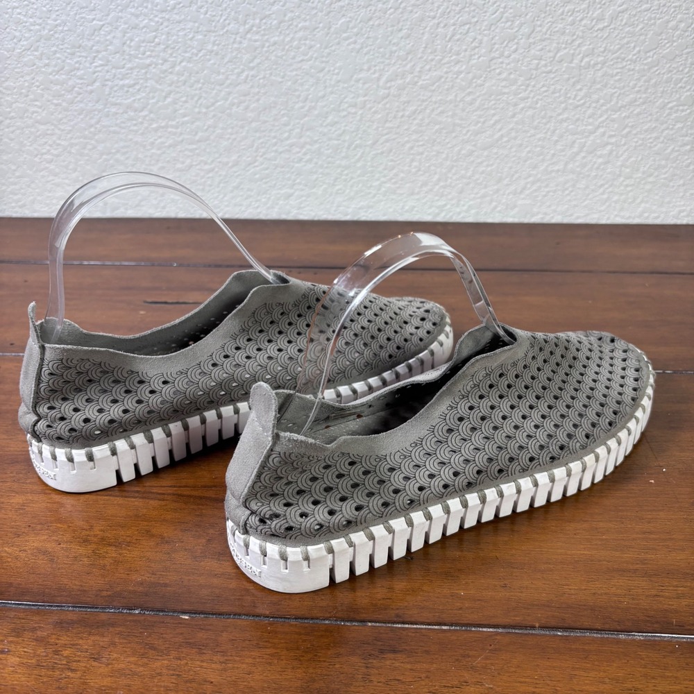 Ilse Jacobsen Tulip 139 Sneakers Women 38 Grey Laser Cut Slip On Loafers Walking